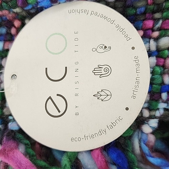 ECO BY RISING TIDE SCARF ARTISAN HAND WOVEN KNIT MULTICOLOR NWT - Picture 4 of 10